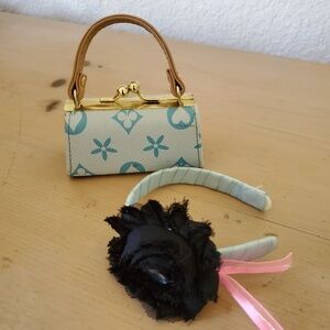 American Girl Designer Faux Pebble Leather Handbag & Headband Vintage Early 2000